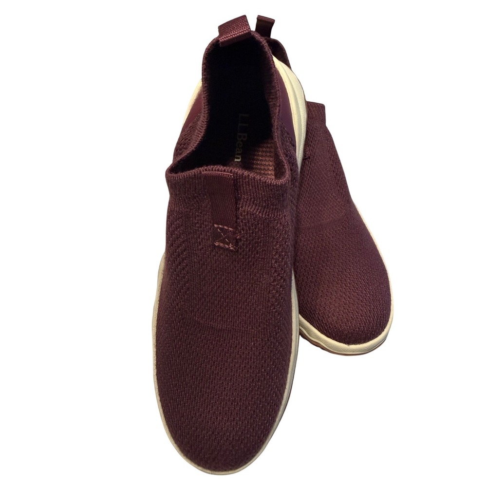 L.L. Bean Slip On Sneaker Women 8.5 Burgundy Excellent Knit Comfort 517035